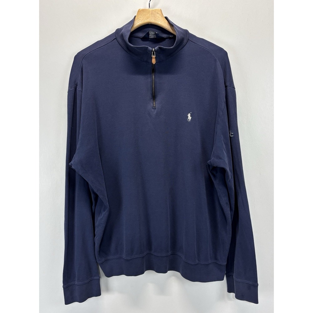 Vtg Polo Golf Ralph Lauren Pullover Shirt Sz X-Large Blue 1/4 Zip Dunwoody GA CC